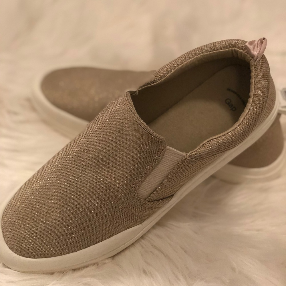 Gold Shimmer Slip-On Sneakers!